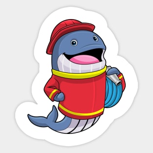 Whale as Firefighter with Hose Sticker